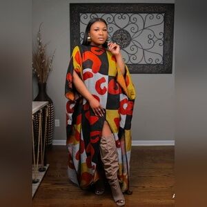 Multicolor Geometric Patterned Dress